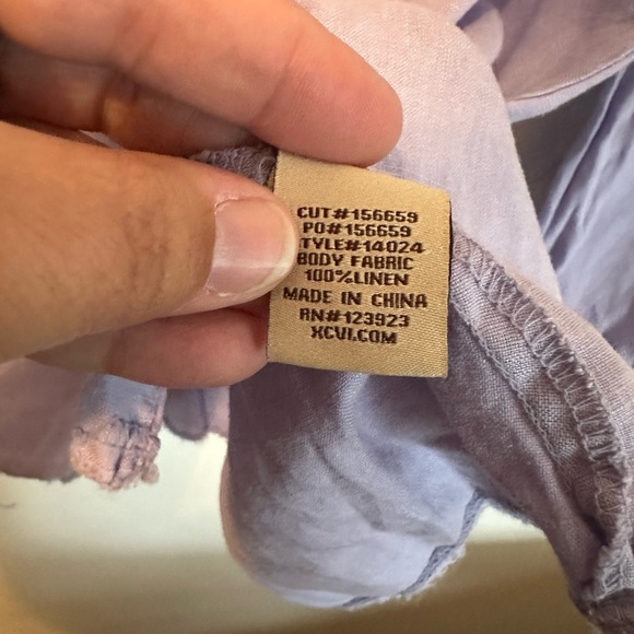 XCVI Top Womens Large Linen Lagenlook Boho Beach Raw Hem Cottage Coastal - Picture 3 of 4